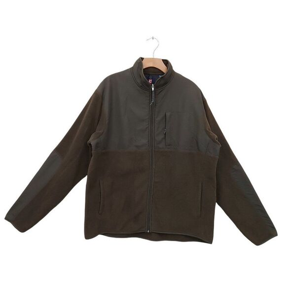 Chaps Fleece Jacket Mens XL Olive Full Zip Pockets Long Sleeve High Neck Outdoor - Picture 1 of 11
